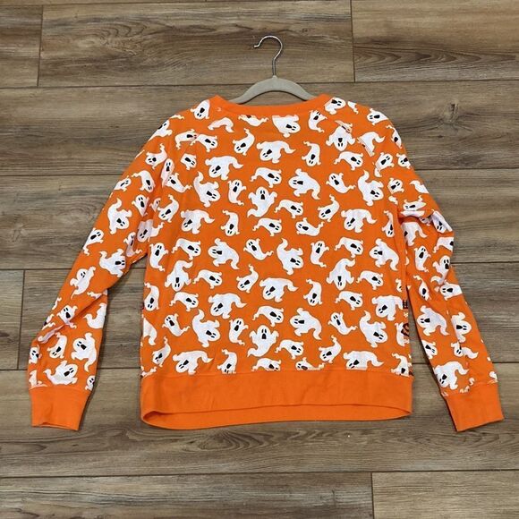 Halloween FABOOLOUS orange ghost, bats and haunted house sweatshirt size LG - Picture 5 of 7
